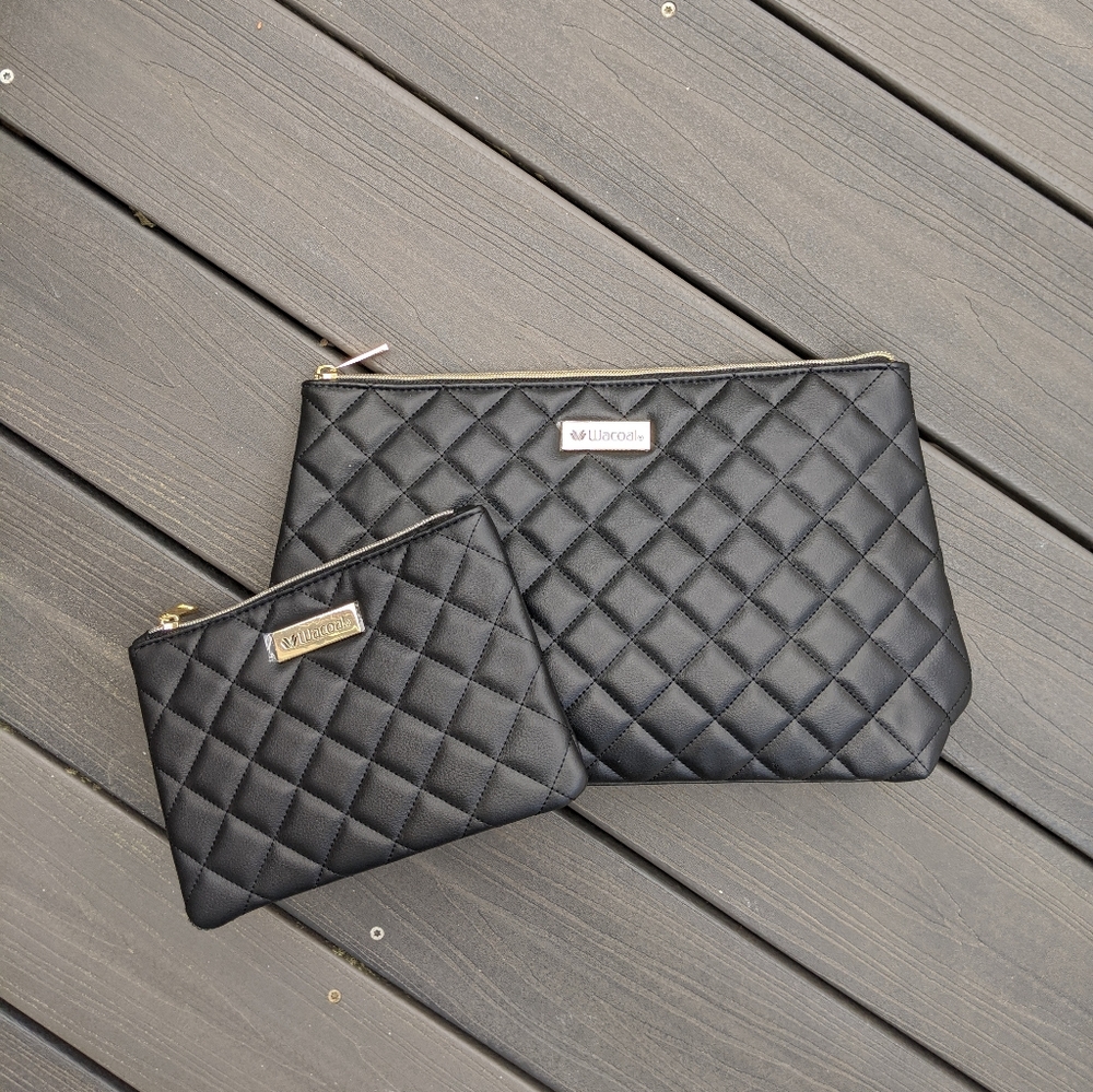 🎁Quilted Vegan Leather Clutch & Coin Purse Set